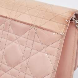 Pre Owned Dior Light Pink Cannage Patent Leather Miss Dior Promenade Chain Bag