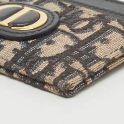 Pre Owned Dior Navy Blue Oblique Canvas and Leather 30 Montaigne Card Holder