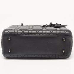 Dior Black Cannage Matte Leather Small Lady Dior Tote