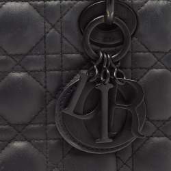Dior Black Cannage Matte Leather Small Lady Dior Tote
