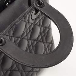 Dior Black Cannage Matte Leather Small Lady Dior Tote