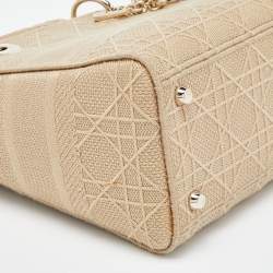 Dior Beige Cannage Embroidered Canvas Medium Lady D-Lite Tote