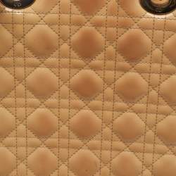 Pre Owned Dior Beige Cannage Patent Leather Large Lady Dior Tote