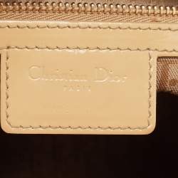 Pre Owned Dior Beige Cannage Patent Leather Large Lady Dior Tote