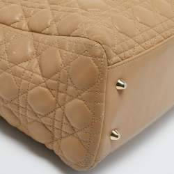 Dior Beige Cannage Leather Large Soft Lady Dior Shopper Tote