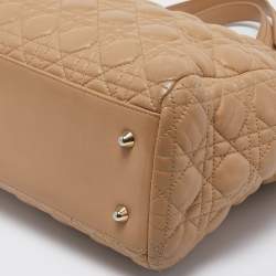 Dior Beige Cannage Leather Large Soft Lady Dior Shopper Tote