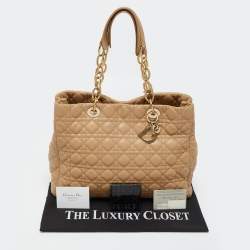 Dior Beige Cannage Leather Large Soft Lady Dior Shopper Tote