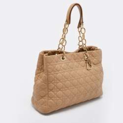 Dior Beige Cannage Leather Large Soft Lady Dior Shopper Tote