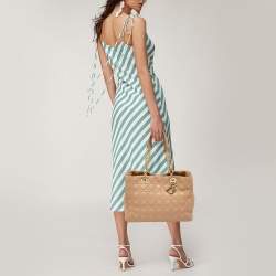 Dior Beige Cannage Leather Large Soft Lady Dior Shopper Tote
