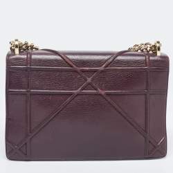 Pre Owned Dior Burgundy Leather Medium Diorama Shoulder Bag
