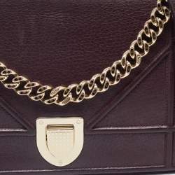 Pre Owned Dior Burgundy Leather Medium Diorama Shoulder Bag