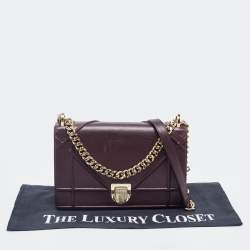 Pre Owned Dior Burgundy Leather Medium Diorama Shoulder Bag