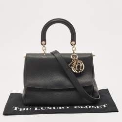 Pre Owned Dior Black Leather Medium Be Dior Flap Top Handle Bag