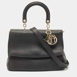 Pre Owned Dior Black Leather Medium Be Dior Flap Top Handle Bag