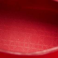 Pre Owned Dior Red Cannage Patent Leather Large Lady Dior Tote