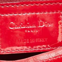 Pre Owned Dior Red Cannage Patent Leather Large Lady Dior Tote