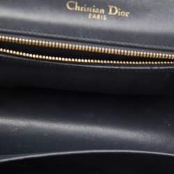 Pre Owned Dior Gold Microcannage Patent Leather Medium Diorama Flap Shoulder Bag