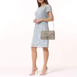 Pre Owned Dior Gold Microcannage Patent Leather Medium Diorama Flap Shoulder Bag