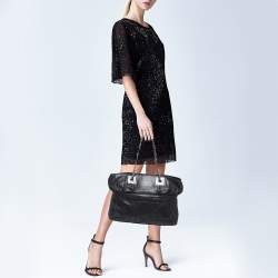 Pre Owned Dior Black Cannage Leather Granville Chain Link Tote