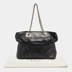 Pre Owned Dior Black Cannage Leather Granville Chain Link Tote