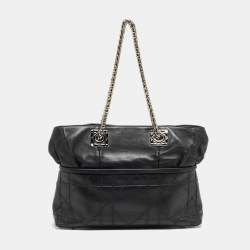 Pre Owned Dior Black Cannage Leather Granville Chain Link Tote