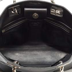 Pre Owned Dior Black Cannage Leather Granville Chain Link Tote