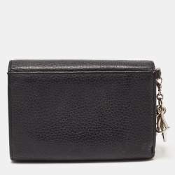 Pre Owned Dior Black/Magenta Leather Diorissimo Wallet