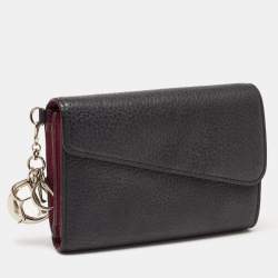 Pre Owned Dior Black/Magenta Leather Diorissimo Wallet