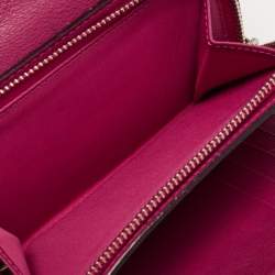 Pre Owned Dior Black/Magenta Leather Diorissimo Wallet