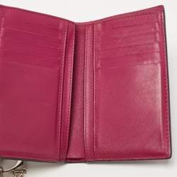 Pre Owned Dior Black/Magenta Leather Diorissimo Wallet