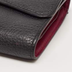 Pre Owned Dior Black/Magenta Leather Diorissimo Wallet