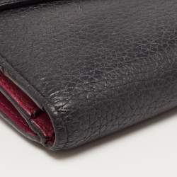 Pre Owned Dior Black/Magenta Leather Diorissimo Wallet
