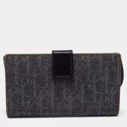 Pre Owned Dior Dark Blue Denim Diorissimo Saddle Continental Wallet
