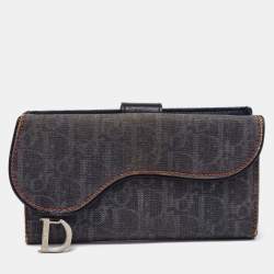 Pre Owned Dior Dark Blue Denim Diorissimo Saddle Continental Wallet