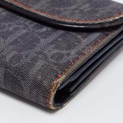 Pre Owned Dior Dark Blue Denim Diorissimo Saddle Continental Wallet