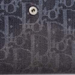 Pre Owned Dior Dark Blue Denim Diorissimo Saddle Continental Wallet