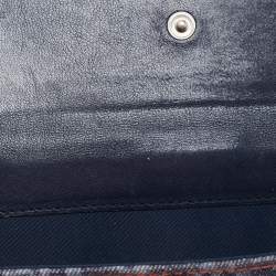 Pre Owned Dior Dark Blue Denim Diorissimo Saddle Continental Wallet
