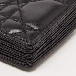 Pre Owned Dior Black Cannage Leather Lady Dior 5 Gusset Card Holder
