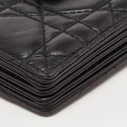 Pre Owned Dior Black Cannage Leather Lady Dior 5 Gusset Card Holder