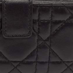 Pre Owned Dior Black Cannage Leather Lady Dior 5 Gusset Card Holder