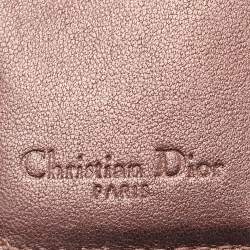 Dior Metallic Burgundy Cannage Leather Caro Compact Wallet