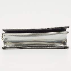 Pre Owned Dior Silver Micro Cannage Patent Leather Lady Dior Card Case