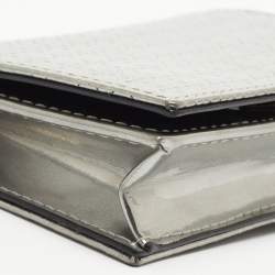 Pre Owned Dior Silver Micro Cannage Patent Leather Lady Dior Card Case