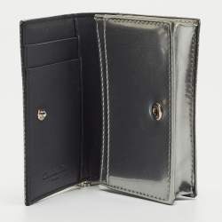 Pre Owned Dior Silver Micro Cannage Patent Leather Lady Dior Card Case