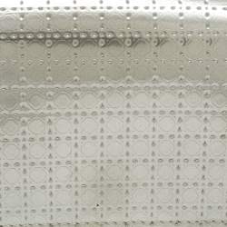 Pre Owned Dior Silver Micro Cannage Patent Leather Lady Dior Card Case
