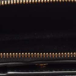 Pre Owned Dior Black Cannage Leather Caro Zip Compact Wallet