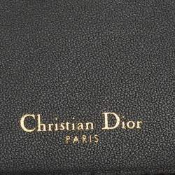 Pre Owned Dior Black Cannage Leather Caro Zip Compact Wallet