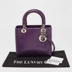 Pre Owned Dior Purple Python Medium Lady Dior Tote
