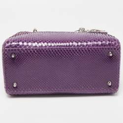 Pre Owned Dior Purple Python Medium Lady Dior Tote