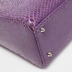 Pre Owned Dior Purple Python Medium Lady Dior Tote